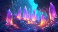 Enchanted crystal forest glows with magical light in a fantasy landscape at twilight hour Royalty Free Stock Photo