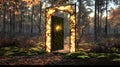 Enchanted door in a mystical autumn forest Royalty Free Stock Photo