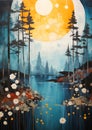 Enchanted Dreams: A Forest Mural in Moonlight