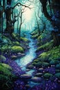Enchanted Dreams: A Mystical Forest of Purple and Blue Delights