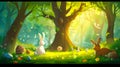 Enchanted Easter Bunnys Gathering in the Magical Forest