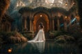 Enchanted Elegance, A Bride Transformed, Captivating in the Shadow of the Majestic Castle