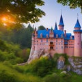 515 Enchanted Fairy Tale Castle: A magical and enchanting background featuring an enchanted fairy tale castle in soft and dreamy