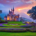 515 Enchanted Fairy Tale Castle: A magical and enchanting background featuring an enchanted fairy tale castle in soft and dreamy