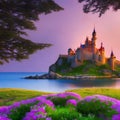 515 Enchanted Fairy Tale Castle: A magical and enchanting background featuring an enchanted fairy tale castle in soft and dreamy