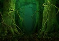 Enchanted fairytale forest Dark fantasy woods with Mysterious trees and Crooked branches Royalty Free Stock Photo