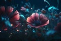 Enchanted flowers magical floral background, Generative AI