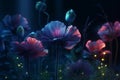Enchanted poppy flowers magical floral background, Generative AI
