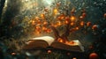 Enchanted forest book glowing tree fantasy magic Royalty Free Stock Photo
