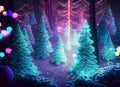 Enchanted Forest: Christmas Trees with Twinkling Lights