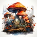 Into the Enchanted Forest: A Daily Deviation of Mushroom Houses Royalty Free Stock Photo