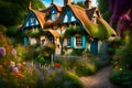 Enchanted Forest Dwelling: Illustration of a Fairytale Cottage in the Woods