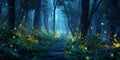 Enchanted Forest A Magical Nighttime Path Royalty Free Stock Photo