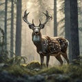 Enchanted Forest Majestic Deer Amidst Nature's Beauty Royalty Free Stock Photo