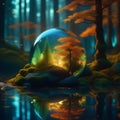 An enchanted forest in a micro ecosystem, radiating a magical charm generated by Ai Royalty Free Stock Photo