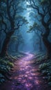 Enchanted Forest Path with Magical Glow Royalty Free Stock Photo