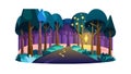 Enchanted Forest Pathway with Glowing Lights and Mystical Trees, vector design Generative AI Royalty Free Stock Photo