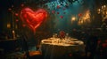 Enchanted Forest Romantic Dinner with Floating Heart Royalty Free Stock Photo