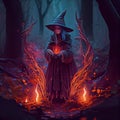 Enchanted Forest Spellcasting with Hyperrealistic Witch, Made with Generative AI