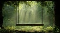 Enchanted forest swing in sunlit glade Royalty Free Stock Photo