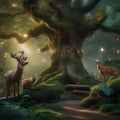 An enchanted forest with talking animals and magical trees2 Royalty Free Stock Photo