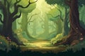 Enchanted Forest with Tall Trees and Mossy Floor