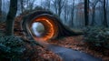 Enchanted Forest Tunnel of Twisted Roots with Glowing Light Royalty Free Stock Photo