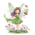 Enchanted garden delight, adorable illustration of colorful fairies with cute wings and delightful flower magic Royalty Free Stock Photo