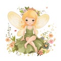 Enchanted garden dreams, adorable illustration of colorful fairies with cute wings and dreamy flower magic Royalty Free Stock Photo