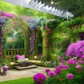 735 Enchanted Garden: A magical and enchanting background featuring an enchanted garden with whimsical elements in soft and ench Royalty Free Stock Photo