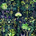 Enchanted Garden: Mystical Floral and Butterfly Pattern Royalty Free Stock Photo