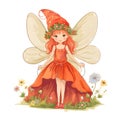 Enchanted garden whimsy, adorable illustration of cute fairies with enchanted wings and whimsical garden delights