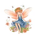 Enchanted garden whispers, vibrant clipart of cute fairies with colorful wings and serene flower adornments