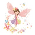 Enchanted garden whispers, vibrant illustration of cute fairies with colorful wings and whispers of garden flowers