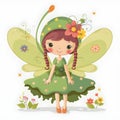 Enchanted garden whispers, vibrant illustration of cute fairies with colorful wings and whispers of garden flowers