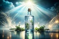Enchanted Gin Still Life A Dreamlike Exploration of Alcoholic Beverages in a Surreal Setting Royalty Free Stock Photo