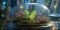 Enchanted Glass Dome Butterfly Flowers Royalty Free Stock Photo