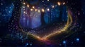 Magical forest fairy lights background Royalty Free Stock Photo