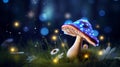 Enchanted glowing mushroom in a mystical forest with a wizardly ambiance and magical allure Royalty Free Stock Photo