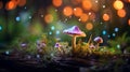 Enchanted glowing mushroom in a mystical wizard s forest under a starry night sky