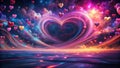 Enchanted heartscape a cosmic ballet of love and light in a dreamlike celestial realm. Generative AI Royalty Free Stock Photo