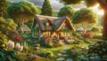Enchanted Hideaway: AI Generated Cottage Amongst Gardens and Tree Canopies