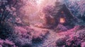 Enchanted House in a Magic Garden Royalty Free Stock Photo