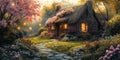 Enchanted House in a Magic Garden Royalty Free Stock Photo