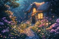 Enchanted House in a Magic Garden Royalty Free Stock Photo