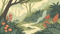 Enchanted Jungle Path to Hidden Waterfall, vector design Generative AI Royalty Free Stock Photo