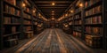 Enchanted Library: A Realm of Ancient Books and Cozy Reading Nooks Royalty Free Stock Photo