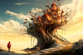 Enchanted magical tree house. Generate ai Royalty Free Stock Photo