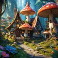 Enchanted Mushroom Village Royalty Free Stock Photo