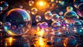 Enchanted Night Bubbles Abstract Photography Captures Illuminated Shapes and Dramatic Shadows in a Mesmerizing Royalty Free Stock Photo
